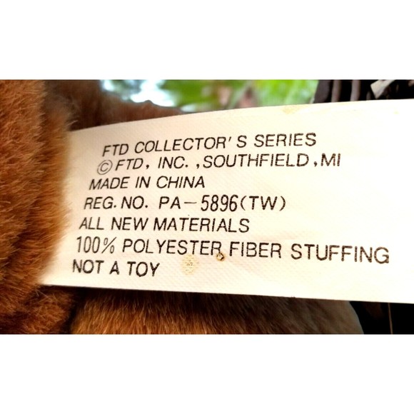 Vtg FTD Collector Wooden Look Face Teddy Bear 10" Plush Jointed Stuffed Animal - Picture 7 of 7